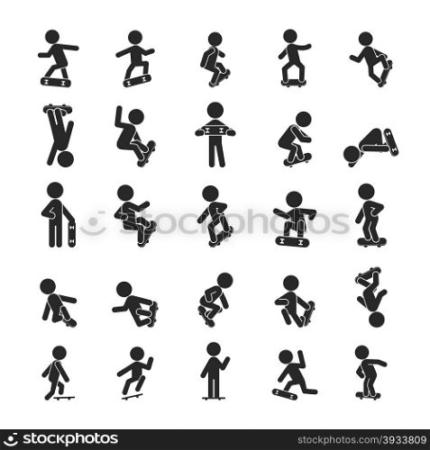 Set of Skateboard Boy , Human pictogram Icons , eps10 vector format