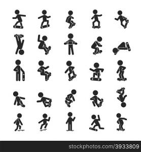 Set of Skateboard Boy , Human pictogram Icons , eps10 vector format