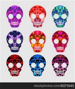 Set of skulls with different backgrounds and different shades and colors for design and inspiration. Skull Halloween