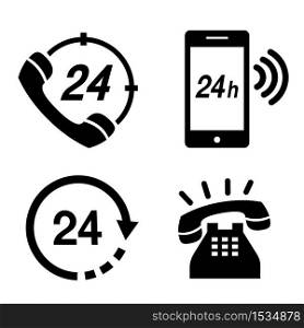 Set of Smartphone and Mobile Phone 24 hours Operator Service Communication Icon Vector