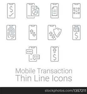 Set of Smartphone transaction and activities icons. Personal and Business Finance Icons.