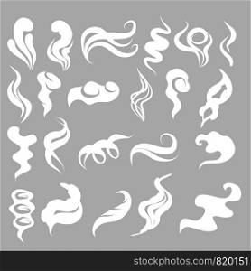 Set of Smoke, Clouds, Fog and Steam Cartoon Vector Illustration. White smoke flat icon isolated for game, advertising.