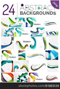 Set of smooth abstract backgrounds. Set of smooth abstract backgrounds - wave motion concepts. Infinity space templates with sample text. Business card and identity design elements