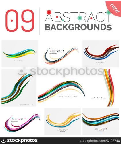 Set of smooth elegant identity waves. Set of smooth elegant identity waves. Presentation banner wallpaper or identity business card message design template set