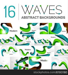 Set of smooth elegant identity waves. Set of smooth elegant identity waves. Presentation banner wallpaper or identity business card message design template set