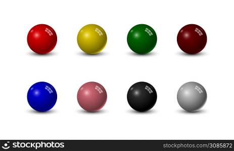 Set of snooker balls isolated on white background, vector illustration