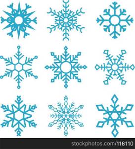 Set of snowflake icons isolated on white background. Design element for banner, emblem, motion design. Vector illustration