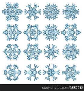 set of snowflakes isolated on white