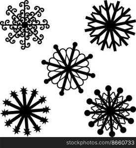 Set of snowflakes outline icons isolated on white. Decorative elements for Christmas and New Year design