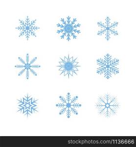 Set of snowflakes vector illustration on white background. Set of snowflakes vector illustration