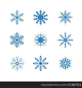 Set of snowflakes vector isolated on white background