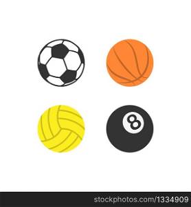 Set of soccer basketball billiard and volleyball balls in flat. Vector EPS 10