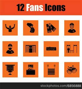 Set of soccer fans icons. Set of soccer fans icons. Orange design. Vector illustration.