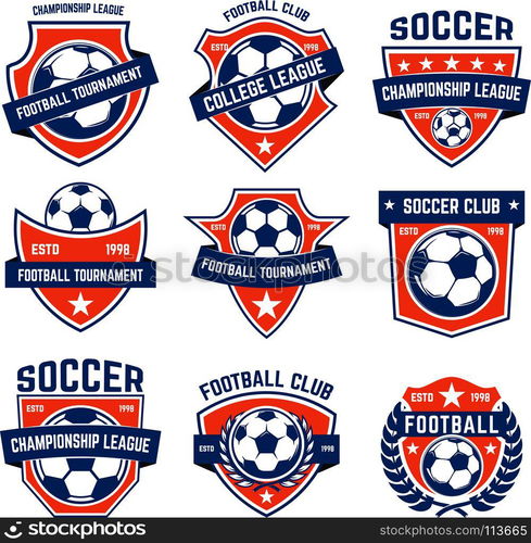 Set of soccer, football emblems. Design element for logo, label, emblem ...