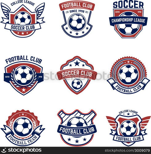 Set of soccer, football emblems. Design element for logo, label, emblem ...