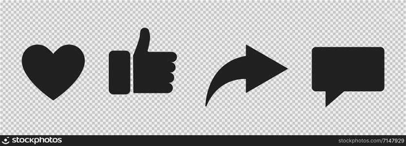 Set of social media icon. Web communication icons isolated. Mail thumb up heart website account internet icon. EPS 10