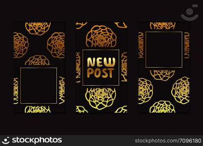 Set of social media stories templates. Floral gradient background. New post. Set of social media stories templates
