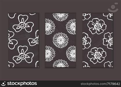 Set of social media stories templates. Floral gradient background.. Set of social media stories templates
