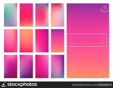 Set of soft color gradients background for mobile screen, app. Vector illustration.. Soft color gradients background