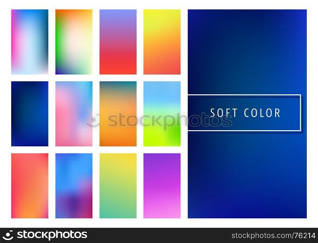 Set of soft color gradients background for mobile screen, app. Vector illustration.. Soft color gradients background