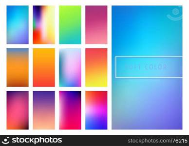 Set of soft color gradients background for mobile screen, app. Vector illustration.. Soft color gradients background