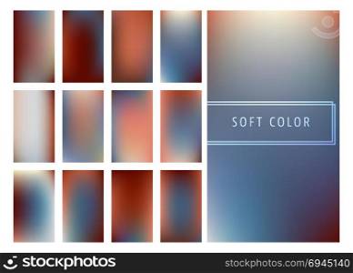 Set of soft color gradients background for mobile screen, smartphone app. Vector illustration.. Set of soft color gradients background