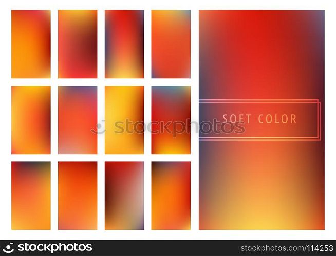 Set of soft color gradients background. Set of soft color gradients background for mobile screen, smartphone app. Vector illustration.