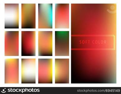 Set of soft color gradients background. Set of soft color gradients background for mobile screen, smartphone app. Vector illustration.