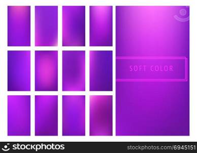 Set of soft purple gradients background. Set of soft purple gradients background for mobile screen, smartphone app. Vector illustration.