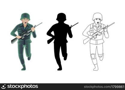 set of soldier in three styles,vector illustration