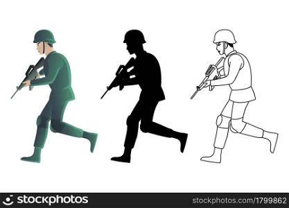 set of soldier in three styles,vector illustration