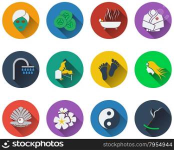 Set of spa icons in flat design