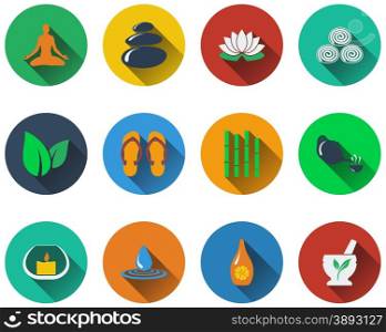Set of spa icons in flat design. EPS 10 vector illustration with transparency.