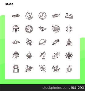 Set of Space Line Icon set 25 Icons. Vector Minimalism Style Design Black Icons Set. Linear pictogram pack.