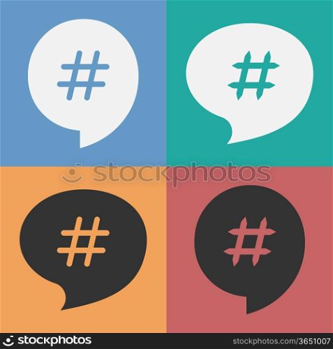 Set of speech bubbles with hash tag