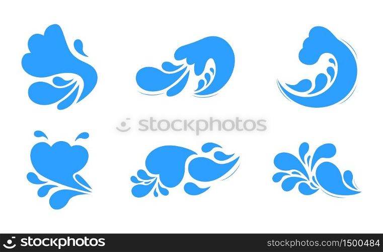 Set of splash water icon. Spray signs and liquid outburst are shown. Flat and simple symbols.. Set of splash water icon. Spray signs and liquid outburst are shown.