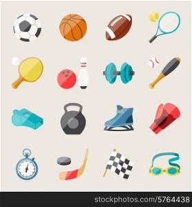 Set of sport icons in flat design style.
