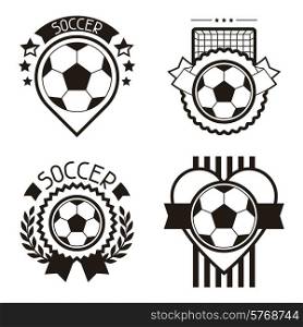 Set of sports badges and labels with soccer football symbols.. Set of sports labels with soccer football symbols.