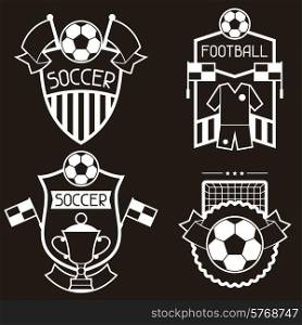 Set of sports badges and labels with soccer football symbols.. Set of sports labels with soccer football symbols.