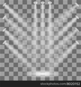 Set of Spotlights Isolated on Checkered Background. Set of Spotlights