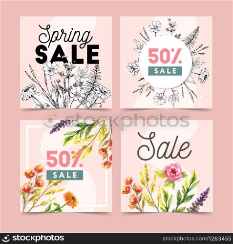Set of spring flowers vector template for Instagram post, Stories, season sale, discounts, promotional, flyers and posters, apps, websites, printing material . Colorful and floral sale. Set of spring flowers vector template for Instagram post, Stories, season sale, discounts, promotional, flyers and posters, apps, websites, printing material . Colorful and floral sale badges