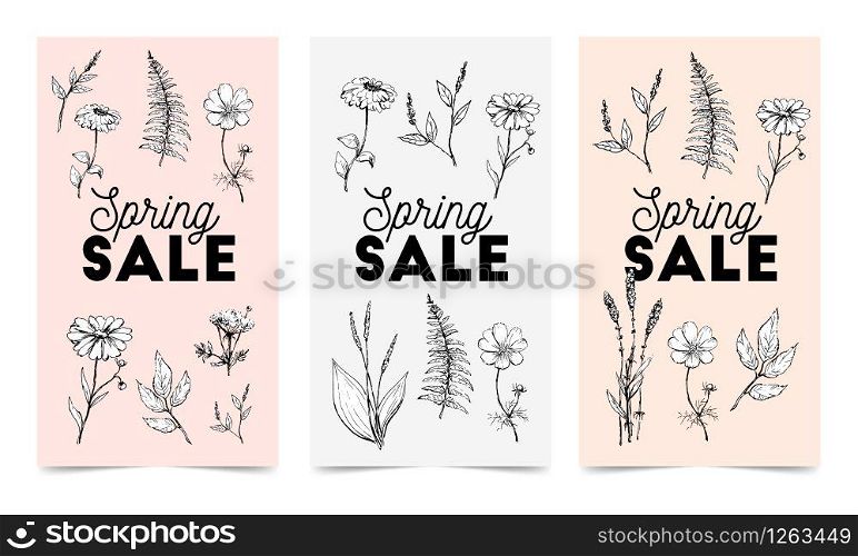 Set of spring flowers vector template for post, Stories, season sale, discounts, promotional, flyers and posters, apps, websites, printing material . Colorful and floral sale. Set of spring flowers vector template for post, Stories, season sale, discounts, promotional, flyers and posters, apps, websites, printing material . Colorful and floral sale badges