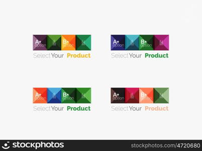 Set of square abstract background templates or infographics. Set of color translucent squares abstract background templates or infographics with place for your content