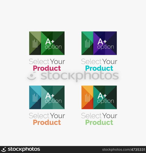 Set of square abstract background templates or infographics. Set of color translucent squares abstract background templates or infographics with place for your content