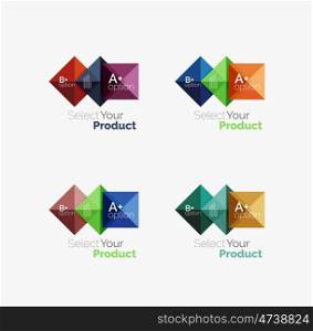 Set of square abstract background templates or infographics. Set of color translucent squares abstract background templates or infographics with place for your content