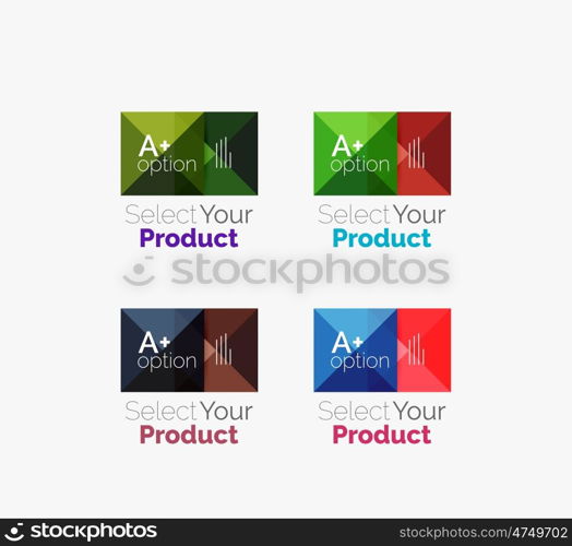 Set of square abstract background templates or infographics. Set of color translucent squares abstract background templates or infographics with place for your content