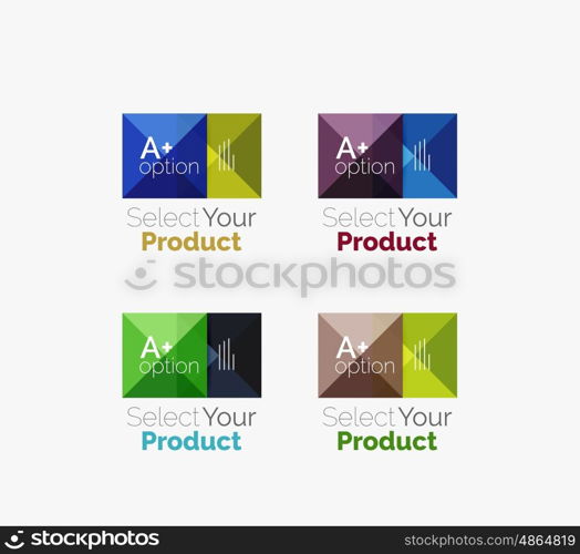 Set of square abstract background templates or infographics. Set of color translucent squares abstract background templates or infographics with place for your content