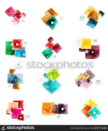 Set of square business infographic banners. Set of square business infographic banners. Vector brochure templates