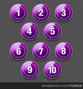 Set of square buttons with numbers, vector illustration