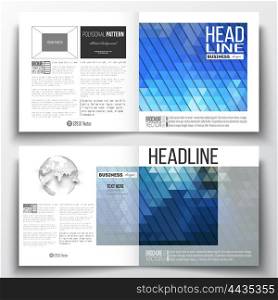 Set of square design brochure template. Abstract colorful polygonal background, modern stylish triangle vector texture.